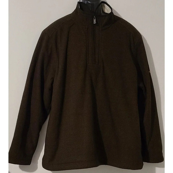 MEN'S ORVIS FLEECE LINED SWEATER SWEATSHIRT PULLOVER KNIT BROWN BLACK SZ XXL EUC - Picture 2 of 9